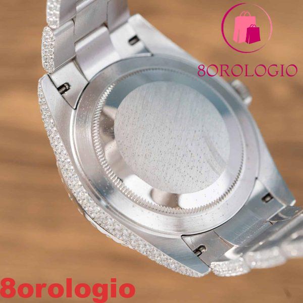Replica Rolex Datejust Quadrante Romano Rosso Iced Out Moissanite Migliore 41mm Orologio - immagine 5
