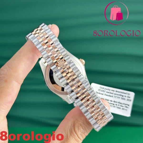 Rolex Datejust Due Tono 10K Oro Rosa Replica Quadrante Cioccolato con Diamanti Jubilee Super Clone 31mm Orologio - immagine 5