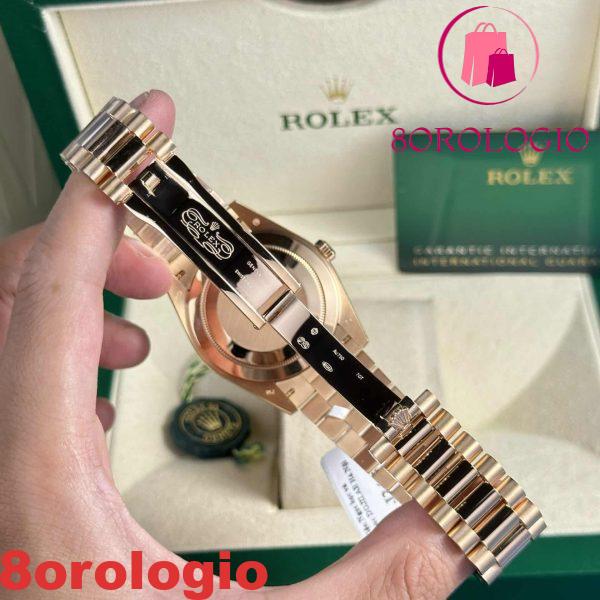 Rolex Day-Date 228235 18K Rose Gold Replica Quadrante cioccolato con diamanti 177g V3 GMF Super Clone 40mm Orologio - immagine 5