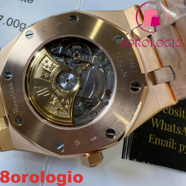 Replica Audemars Piguet Royal Oak 15400OR Quadrante Nero Personalizzato Baguette Moissanite Lunetta Placcato Oro 18K 1:1 Migliore Replica 41mm Orologio - immagine 5