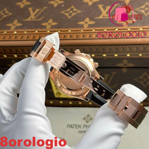 Rolex Daytona 116515LN Quadrante Nero Oro Rosa 18K Wrapped Oysterflex 1:1 Migliore Replica 40mm Orologio - immagine 5