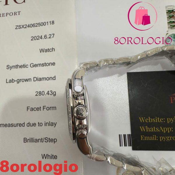 Rolex Daytona 116576TBR-0005 Platinum Quadrante Arabo Replica Diamanti a Baguette 40mm Orologio - immagine 5