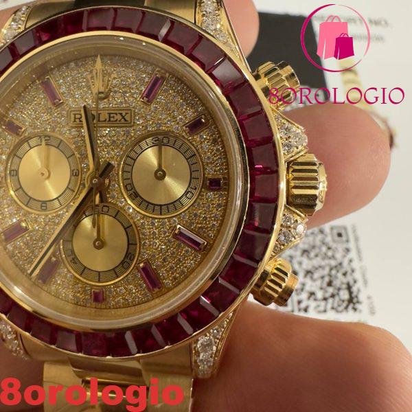 Rolex Daytona 126598TRU Replica Personalizzato 18K Oro Massiccio Rubini Naturali Diamanti Naturali 40mm Orologio - immagine 5