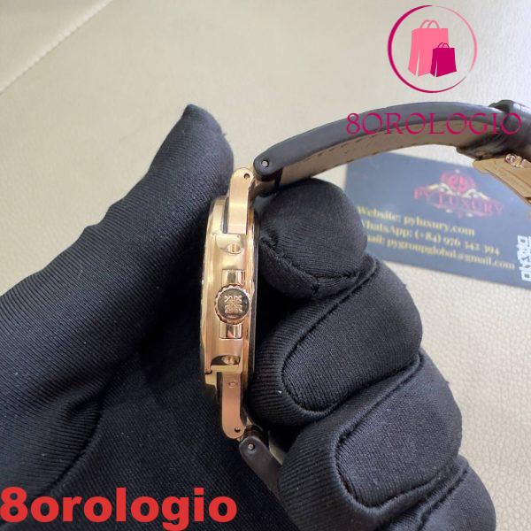 Patek Philippe Nautilus 5724R-001 replica in puro oro 18K con diamanti baguette su misura e cinturino in pelle di coccodrillo 40mm Orologio - immagine 5