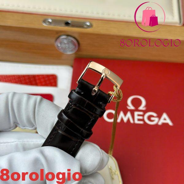 Omega De Ville Prestige Power Reserve replica oro rosa quadrante argento cinturino in pelle 39.5mm Orologio - immagine 5