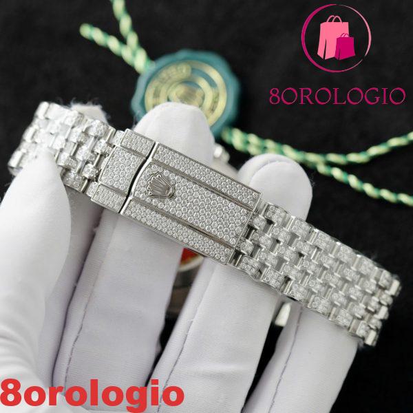 Rolex Datejust 41 Quadrante Blu Diamanti Jubilee Iced Out Moissanite Migliore Replica 41mm Orologio - immagine 6