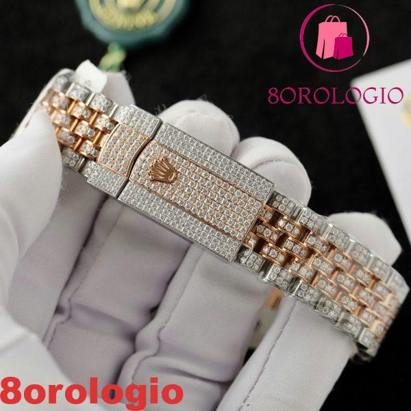 Rolex Datejust 41 Two Tone Quadrante Cioccolato 18K Placcato Oro Iced Out Moissanite Migliore Replica 41mm Orologio - immagine 6