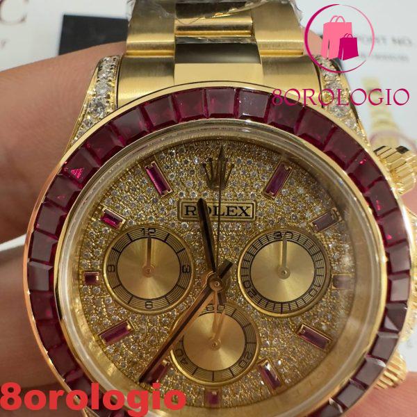 Rolex Daytona 126598TRU Replica Personalizzato 18K Oro Massiccio Rubini Naturali Diamanti Naturali 40mm Orologio - immagine 6