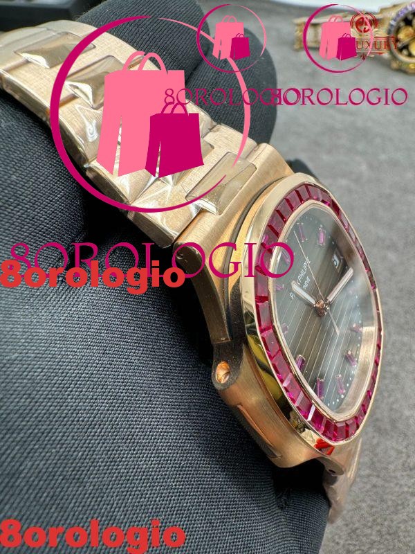 Patek Philippe Nautilus 5723/112R-001 18K Oro Massiccio Rubino Naturale 40mm Replica Orologio - immagine 14