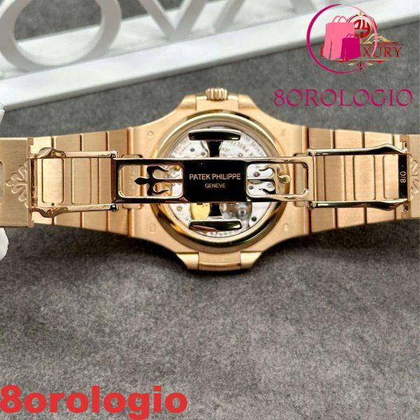 Patek Philippe Nautilus 5724 Quadrante Grigio Replica in Oro Massiccio 18K con Diamanti Baguette sulla Lunetta 40mm Orologio - immagine 6