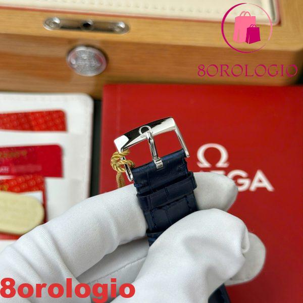 Omega De Ville Prestige Power Reserve Quadrante Grigio Cinturino in Pelle Blu Replica Migliore 39.5mm Orologio - immagine 6