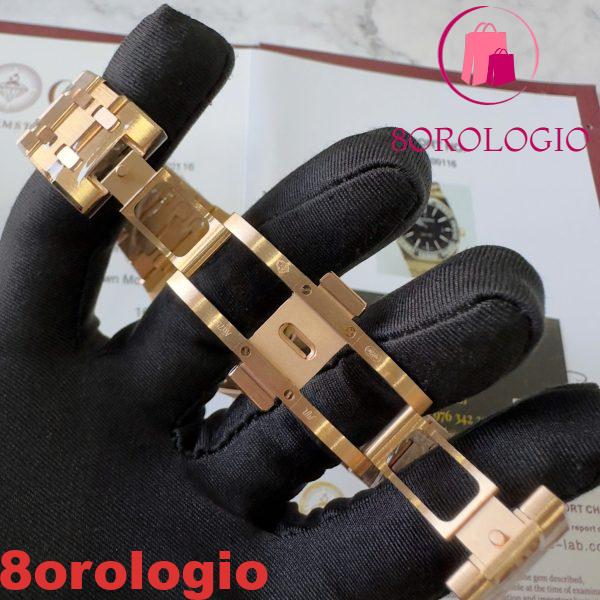 Replica Audemars Piguet Royal Oak 15400OR Quadrante Nero Personalizzato Baguette Moissanite Lunetta Placcato Oro 18K 1:1 Migliore Replica 41mm Orologio - immagine 6