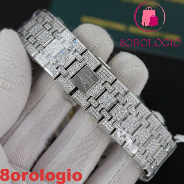 Replica Audemars Piguet Royal Oak Iced Out Moissanite Quadrante Arabo Super Clone 41mm Orologio - immagine 6