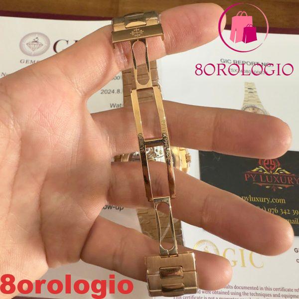 Patek Philippe Nautilus 5723/1R-001 Quadrante Oro Rosa 18K Oro Massiccio Replica Diamanti Baguette 40mm Orologio - immagine 15