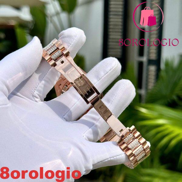 Rolex Day-Date 36 Quadrante in Meteorite Oro Rosa 18K Replica Migliore con Quadrante in Moissanite Personalizzato e Bracciale in Moissanite 36mm Orologio - immagine 7