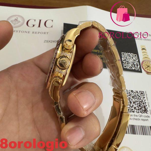 Rolex Daytona 126598TRU Replica Personalizzato 18K Oro Massiccio Rubini Naturali Diamanti Naturali 40mm Orologio - immagine 7