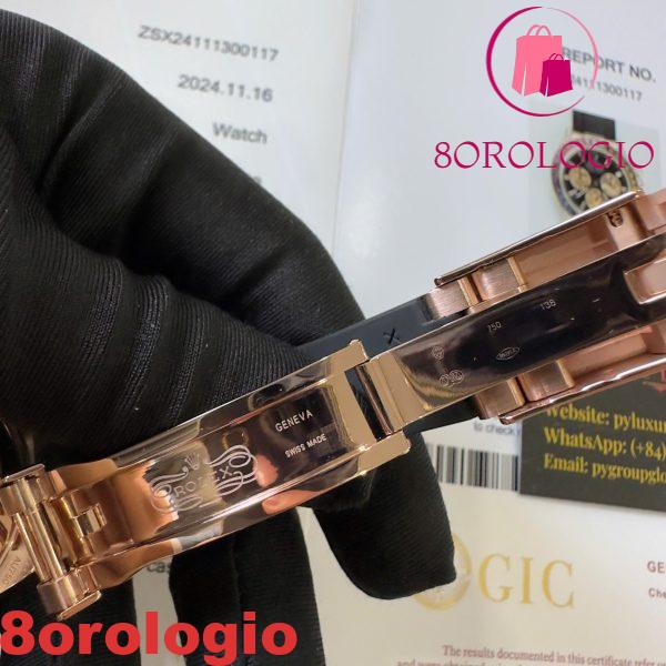 Rolex Daytona Rainbow 18K Oro Rosa Replica Custom Moissanite & Zaffiro Sintetico Cinturino in Gomma Super Clone 40mm Orologio - immagine 7