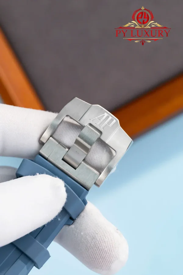 Audemars Piguet Royal Oak Offshore 15605SK Quadrante Blu Fumé Cinturino in Gomma Replica 1:1 Migliore 43mm Orologio - immagine 7