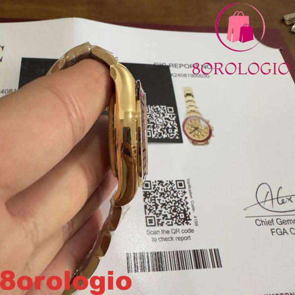 Rolex Daytona 126598TRU Replica Personalizzato 18K Oro Massiccio Rubini Naturali Diamanti Naturali 40mm Orologio - immagine 8
