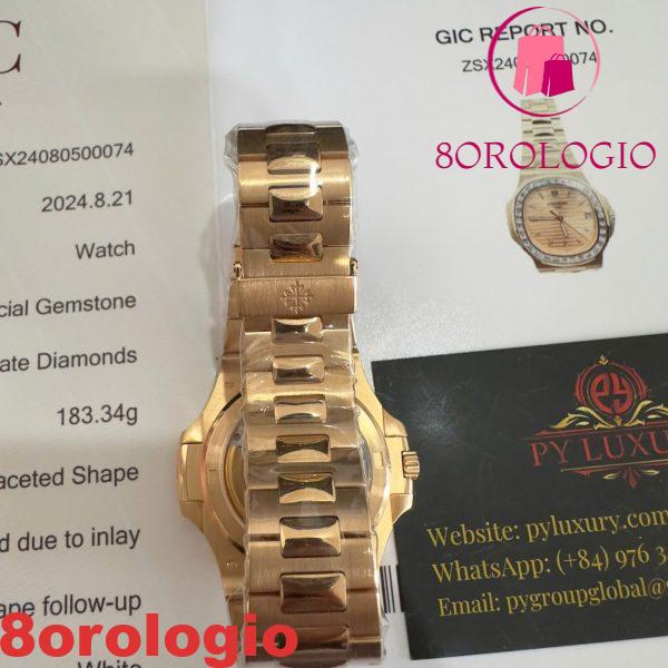 Patek Philippe Nautilus 5723/1R-001 Quadrante Oro Rosa 18K Oro Massiccio Replica Diamanti Baguette 40mm Orologio - immagine 16