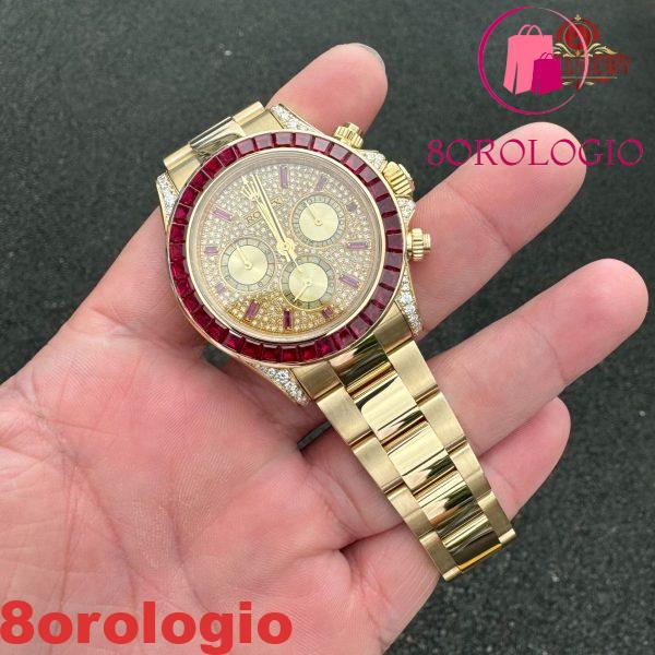 Rolex Daytona 126598TRU Replica Personalizzato 18K Oro Massiccio Rubini Naturali Diamanti Naturali 40mm Orologio - immagine 13