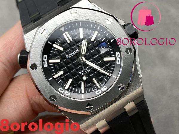 Audemars Piguet Royal Oak Offshore Diver 15710ST Quadrante Nero Cinturino in Gomma 1:1 Migliore Replica APSF 42mm Orologio - immagine 4