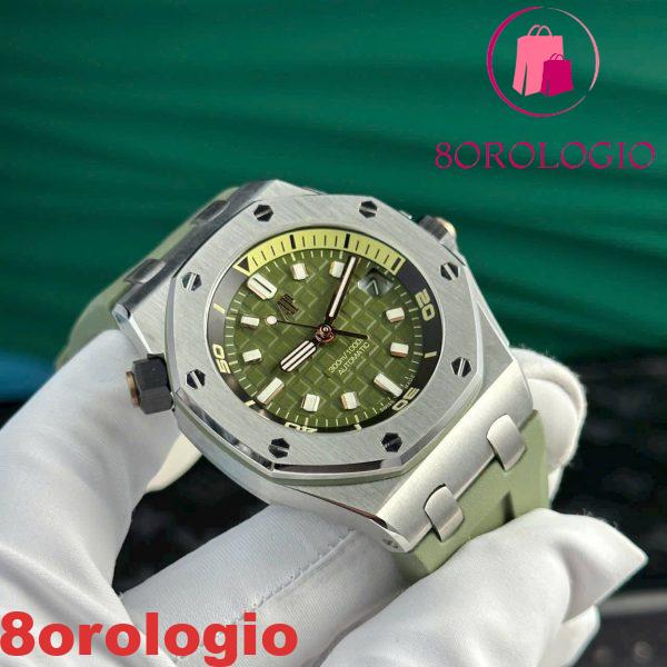 Audemars Piguet Royal Oak Offshore Diver 15720ST Quadrante Verde Khaki Gomma Migliore Replica APSF 42mm Orologio - immagine 4