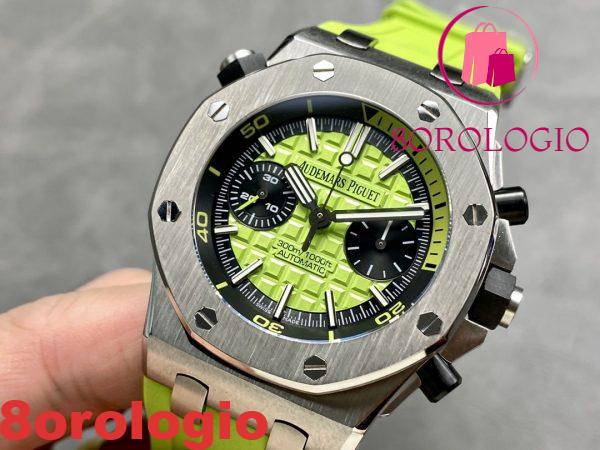 Audemars Piguet Royal Oak Offshore Diver Chronograph 26703ST Quadrante Verde Gomma Migliore Replica JHF 42mm Orologio - immagine 5