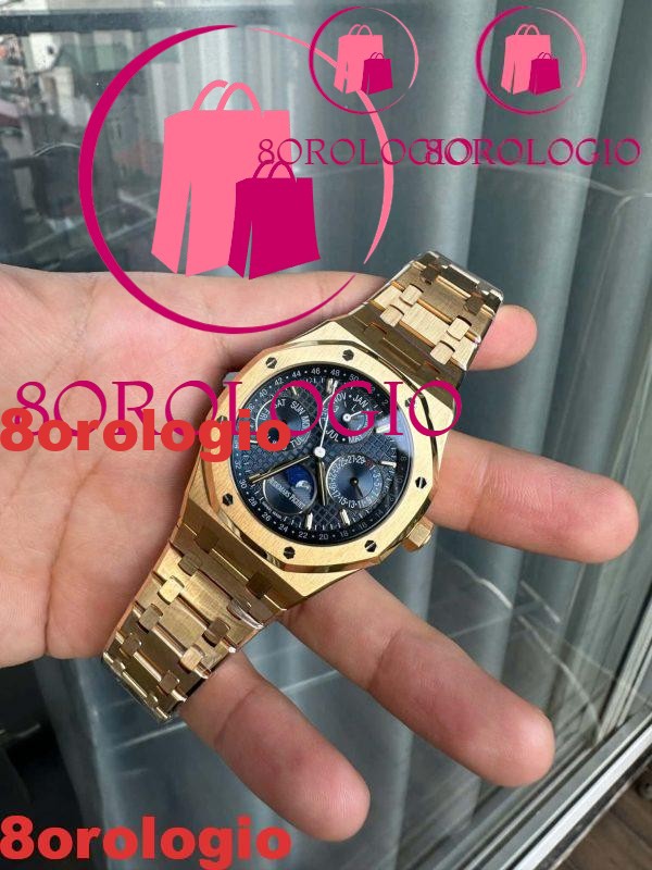 Audemars Piguet Royal Oak Calendario Perpetuo 26574BA Quadrante Blu Oro Giallo 18K Migliore Replica 41mm Orologio - immagine 9