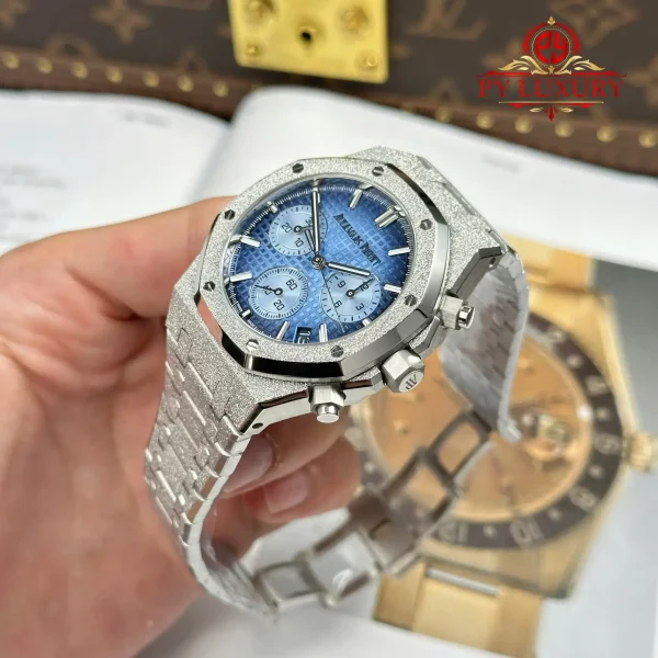 Audemars Piguet Royal Oak Chronograph 26240BC in Oro Bianco Frosted Quadrante Blu 1:1 Migliore Replica APSF 41mm Orologio - immagine 8