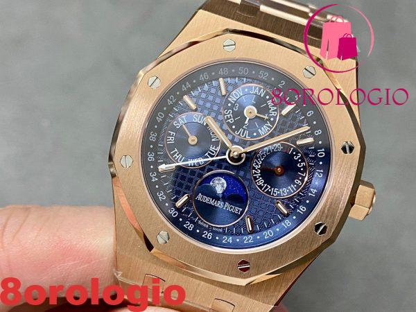 Audemars Piguet Royal Oak Calendario Perpetuo 26574OR Oro Rosa Quadrante Blu Migliore Replica 41mm Orologio - immagine 4