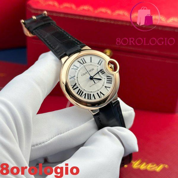 Cartier Ballon Bleu CRWGBB0009 Automatico Oro Rosa Cinturino in Pelle Nera Migliore Replica AF 36mm Orologio - immagine 4