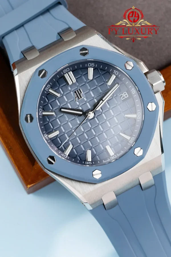 Audemars Piguet Royal Oak Offshore 15605SK Quadrante Blu Fumé Cinturino in Gomma Replica 1:1 Migliore 43mm Orologio - immagine 10