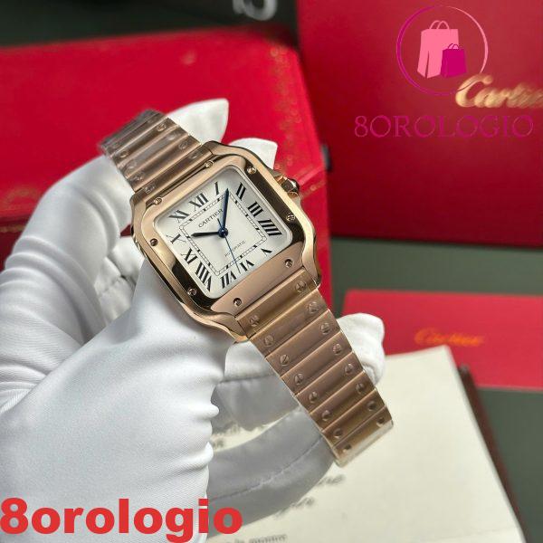 Cartier Santos De Cartier Oro Rosa Quadrante Bianco Modello Medio Miglior Replica BVF 35.1mm Orologio - immagine 6