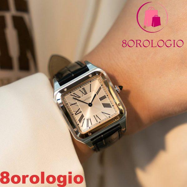 Cartier Santos Dumont CRW2SA0011 Due toni Quadrante argento Cinturino in pelle Replica BVF 38mm X 27.5mm Orologio - immagine 4