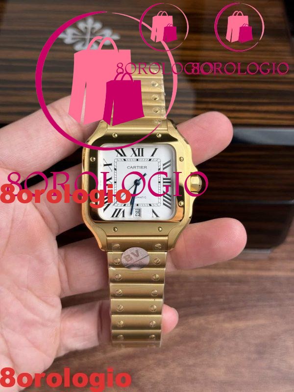Cartier Santos WGSA0029 Oro Giallo Quadrante Bianco Modello Grande Migliore Replica BVF 39.8mm Orologio - immagine 4