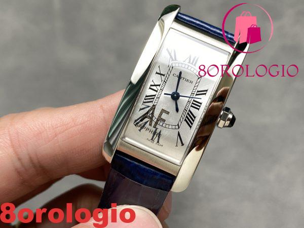 Cartier Tank Américaine WSTA0017 Modello Medio Quadrante Argento Cinturino in Pelle Replica 1:1 Migliore 41.6mm X 22.6mm Orologio - immagine 4