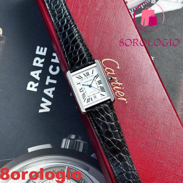 Cartier Tank Solo Extra Large Quadrante Bianco Cinturino in Pelle Miglior Replica AF 31mm X 41mm Orologio - immagine 5