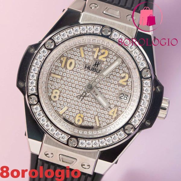 Hublot Big Bang One Click Steel Black Quadrante e Ghiera in Moissanite Personalizzata Migliore Replica 39mm Orologio - immagine 6