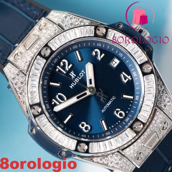 Hublot Big Bang One Click Steel Blue Pavé CZ Stones Replica 39mm Orologio - immagine 5