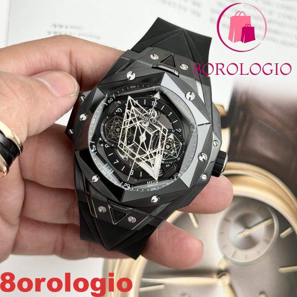 Hublot Big Bang Sang Bleu II Black Ceramic Quadrante Nero Migliore Replica 45mm Orologio - immagine 6