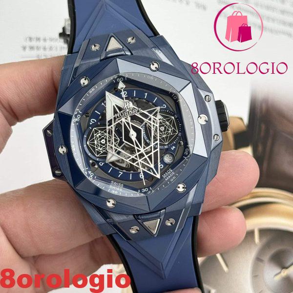 Hublot Big Bang Sang Bleu II Ceramica Blu Gomma Replica BBF 45mm Orologio - immagine 4