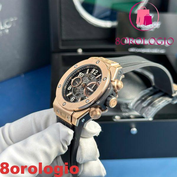 Hublot Big Bang Unico King Oro Quadrante Nero Cinturino in Gomma Replica BBF 42mm Orologio - immagine 4