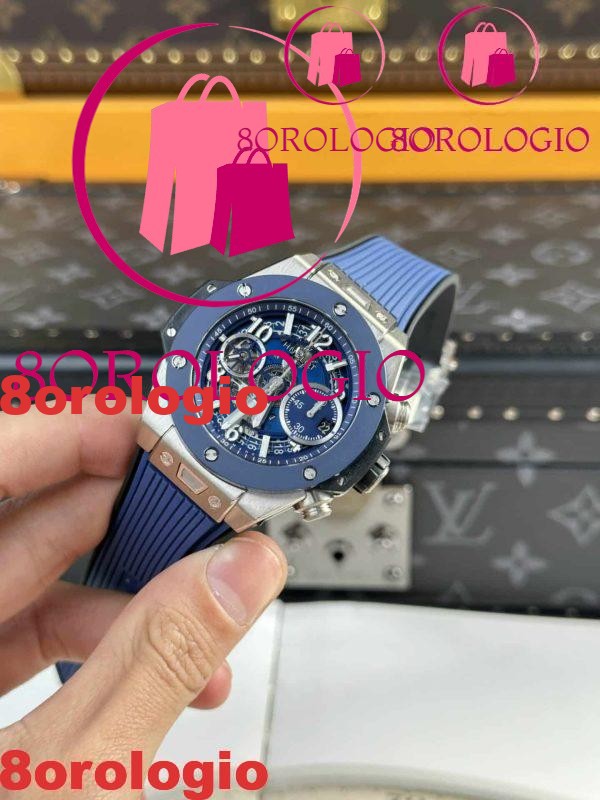 Hublot Big Bang Unico Titanium Blue Ceramic Replica Super Clone 42mm Orologio - immagine 6