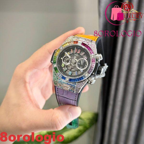 Hublot Big Bang Unico Titanium Rainbow Cinturino in Pelle Migliore Replica ZF 45mm Orologio - immagine 4