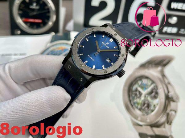 Hublot Classic Fusion Ceramic Nera Quadrante Blu Movimento SW300 Replica 1:1 JJZ 42mm Orologio - immagine 4