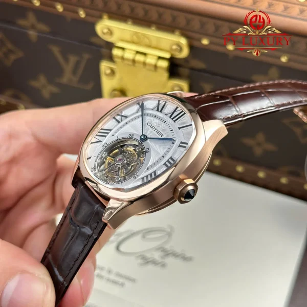 Cartier Drive De Cartier W4100013 Tourbillon Oro Rosa Cinturino in Pelle Migliore Replica 40x41mm Orologio - immagine 8