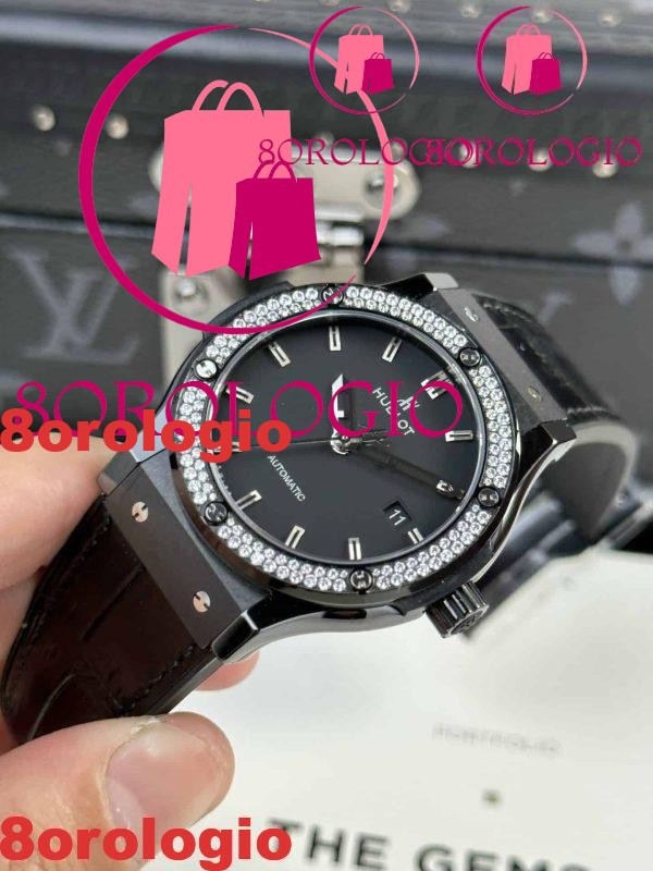 Hublot Classic Fusion Black Magic Diamond Cassa in Ceramica Pietre sulla Lunetta Migliore Replica JJZ 42mm Orologio - immagine 6