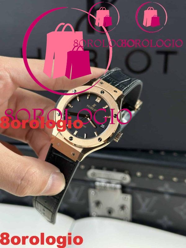 Hublot Classic Fusion King Gold Quadrante Nero Miglior Replica JJF 38mm Orologio - immagine 4