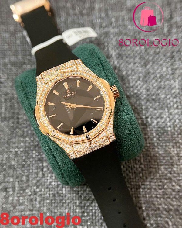 Hublot Classic Fusion Orlinski King Gold Pavé Quadrante Nero Moissanite Replica 40mm Orologio - immagine 4